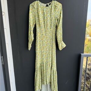 AFRM open back long sleeve yellow maxi